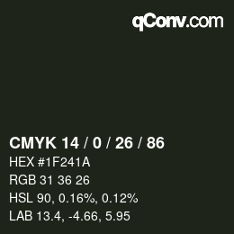 颜色代码: CMYK 14 / 0 / 26 / 86 | qconv.com