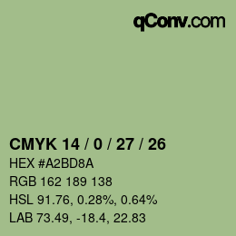 カラーコード: CMYK 14 / 0 / 27 / 26 | qconv.com
