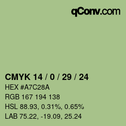 Color code: CMYK 14 / 0 / 29 / 24 | qconv.com