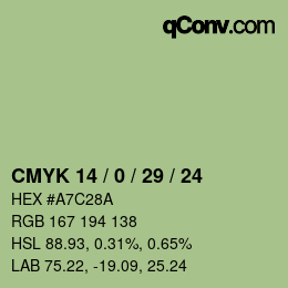 カラーコード: CMYK 14 / 0 / 29 / 24 | qconv.com