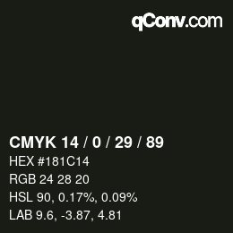 Color code: CMYK 14 / 0 / 29 / 89 | qconv.com