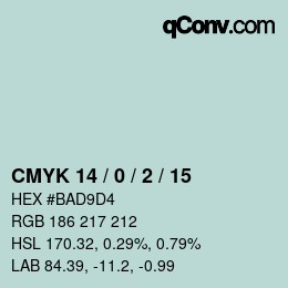 Color code: CMYK 14 / 0 / 2 / 15 | qconv.com