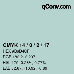 Color code: CMYK 14 / 0 / 2 / 17 | qconv.com