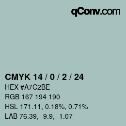 カラーコード: CMYK 14 / 0 / 2 / 24 | qconv.com