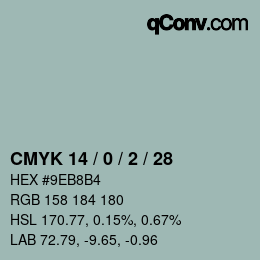 カラーコード: CMYK 14 / 0 / 2 / 28 | qconv.com