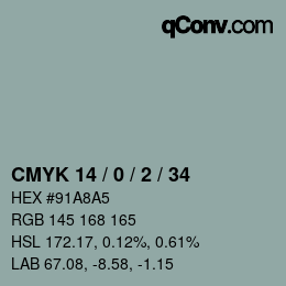 Color code: CMYK 14 / 0 / 2 / 34 | qconv.com