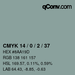 カラーコード: CMYK 14 / 0 / 2 / 37 | qconv.com