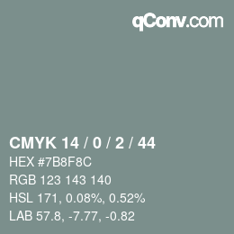 カラーコード: CMYK 14 / 0 / 2 / 44 | qconv.com
