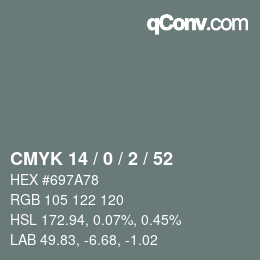 Color code: CMYK 14 / 0 / 2 / 52 | qconv.com
