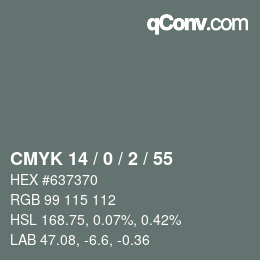 颜色代码: CMYK 14 / 0 / 2 / 55 | qconv.com