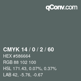 カラーコード: CMYK 14 / 0 / 2 / 60 | qconv.com