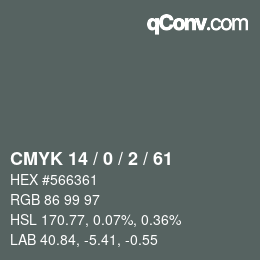 Color code: CMYK 14 / 0 / 2 / 61 | qconv.com