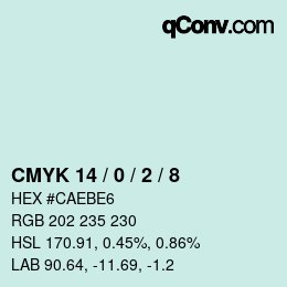 颜色代码: CMYK 14 / 0 / 2 / 8 | qconv.com