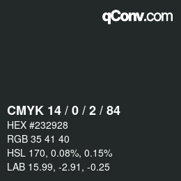 颜色代码: CMYK 14 / 0 / 2 / 84 | qconv.com