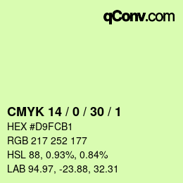 カラーコード: CMYK 14 / 0 / 30 / 1 | qconv.com