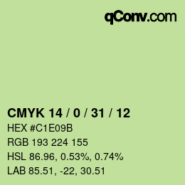 Color code: CMYK 14 / 0 / 31 / 12 | qconv.com