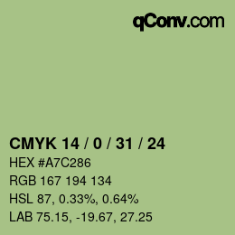颜色代码: CMYK 14 / 0 / 31 / 24 | qconv.com