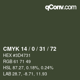 Color code: CMYK 14 / 0 / 31 / 72 | qconv.com