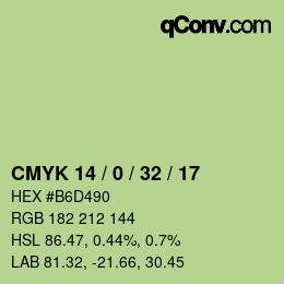 カラーコード: CMYK 14 / 0 / 32 / 17 | qconv.com