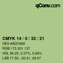 Color code: CMYK 14 / 0 / 32 / 21 | qconv.com