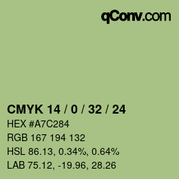 カラーコード: CMYK 14 / 0 / 32 / 24 | qconv.com