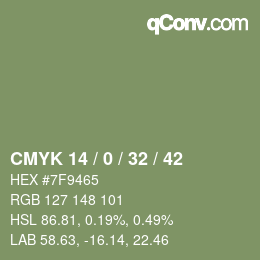 Farbcode: CMYK 14 / 0 / 32 / 42 | qconv.com