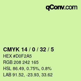 カラーコード: CMYK 14 / 0 / 32 / 5 | qconv.com