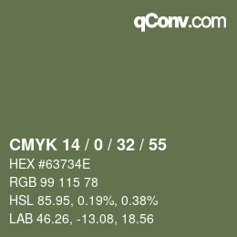Color code: CMYK 14 / 0 / 32 / 55 | qconv.com