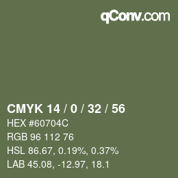 カラーコード: CMYK 14 / 0 / 32 / 56 | qconv.com