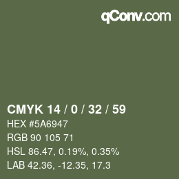 カラーコード: CMYK 14 / 0 / 32 / 59 | qconv.com