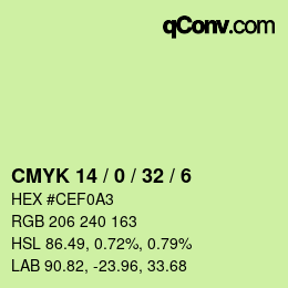 カラーコード: CMYK 14 / 0 / 32 / 6 | qconv.com