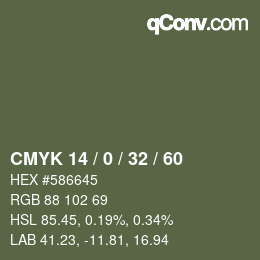 颜色代码: CMYK 14 / 0 / 32 / 60 | qconv.com