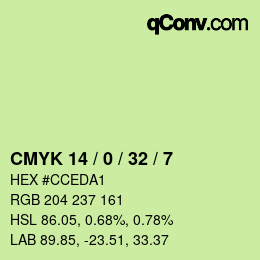 Color code: CMYK 14 / 0 / 32 / 7 | qconv.com