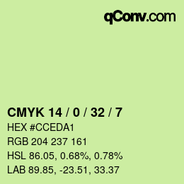 カラーコード: CMYK 14 / 0 / 32 / 7 | qconv.com