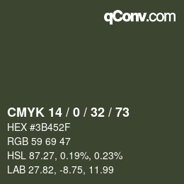カラーコード: CMYK 14 / 0 / 32 / 73 | qconv.com