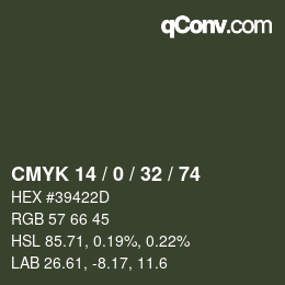 カラーコード: CMYK 14 / 0 / 32 / 74 | qconv.com