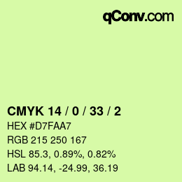 カラーコード: CMYK 14 / 0 / 33 / 2 | qconv.com