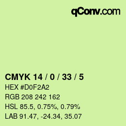 カラーコード: CMYK 14 / 0 / 33 / 5 | qconv.com