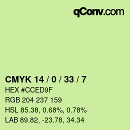 Color code: CMYK 14 / 0 / 33 / 7 | qconv.com