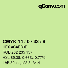 Color code: CMYK 14 / 0 / 33 / 8 | qconv.com