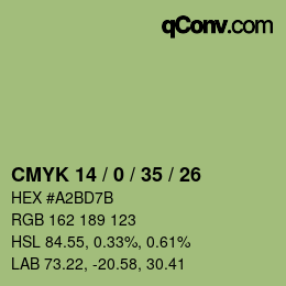 Farbcode: CMYK 14 / 0 / 35 / 26 | qconv.com