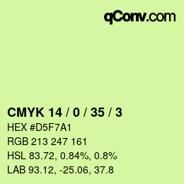 颜色代码: CMYK 14 / 0 / 35 / 3 | qconv.com
