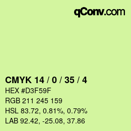 カラーコード: CMYK 14 / 0 / 35 / 4 | qconv.com