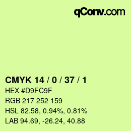 カラーコード: CMYK 14 / 0 / 37 / 1 | qconv.com