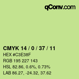 カラーコード: CMYK 14 / 0 / 37 / 11 | qconv.com