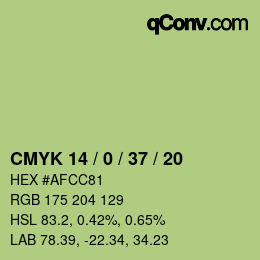 颜色代码: CMYK 14 / 0 / 37 / 20 | qconv.com