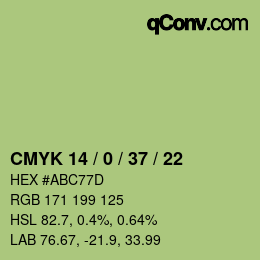 颜色代码: CMYK 14 / 0 / 37 / 22 | qconv.com