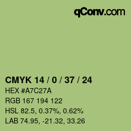 カラーコード: CMYK 14 / 0 / 37 / 24 | qconv.com