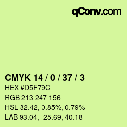 カラーコード: CMYK 14 / 0 / 37 / 3 | qconv.com