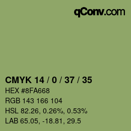 カラーコード: CMYK 14 / 0 / 37 / 35 | qconv.com